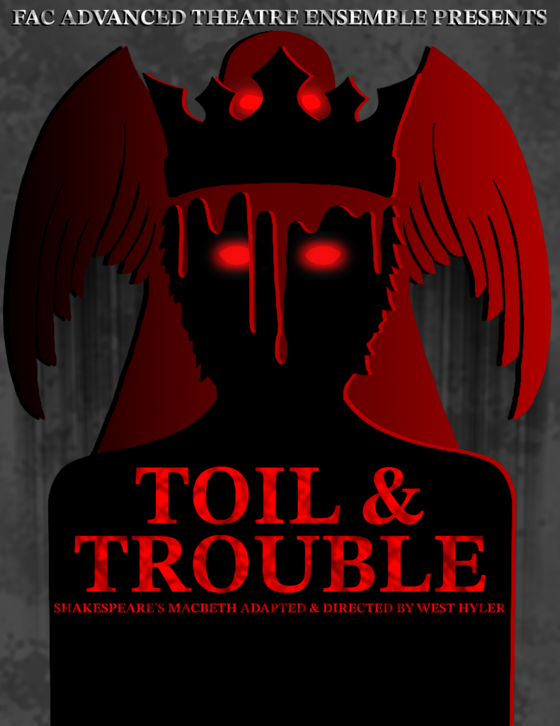 Dark silhouette with dramatic red accents